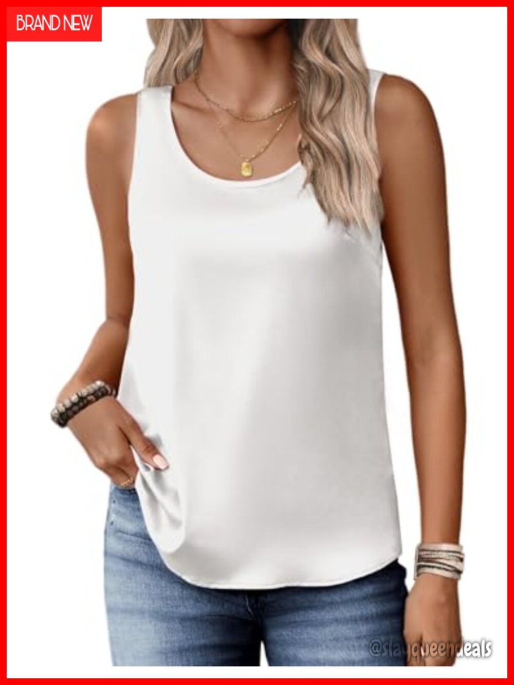 Silk Satin Tank Top Scoop Neck Sleeveless Camisole